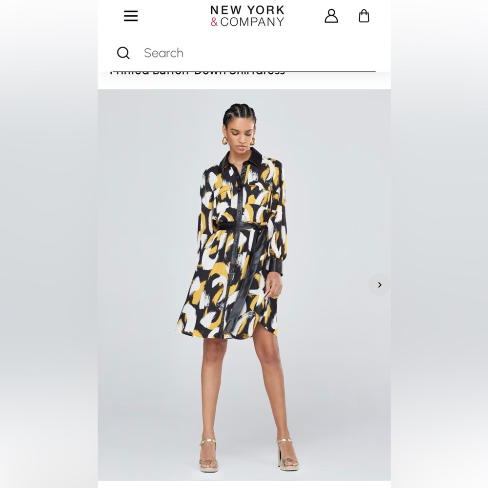 NWT New York & Company Printed Button-Down Shirtdress Sz XL